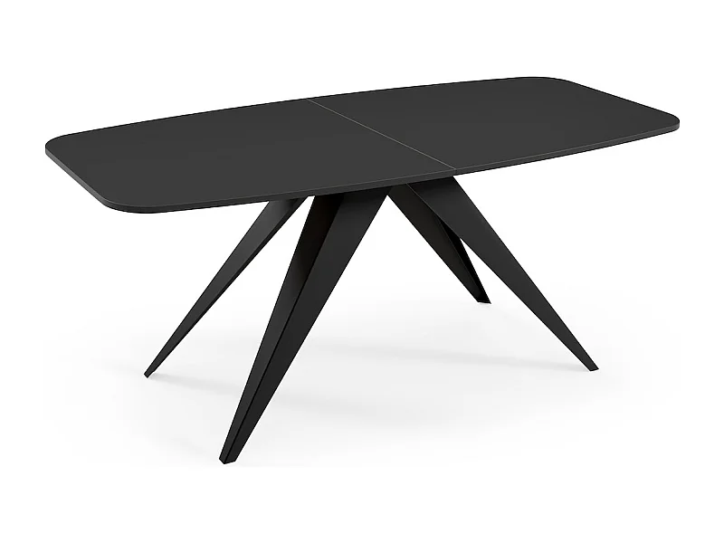 ESSTISCH Ferro Schwarz Molet / Schwarz 180/220 / 90 / 76cm