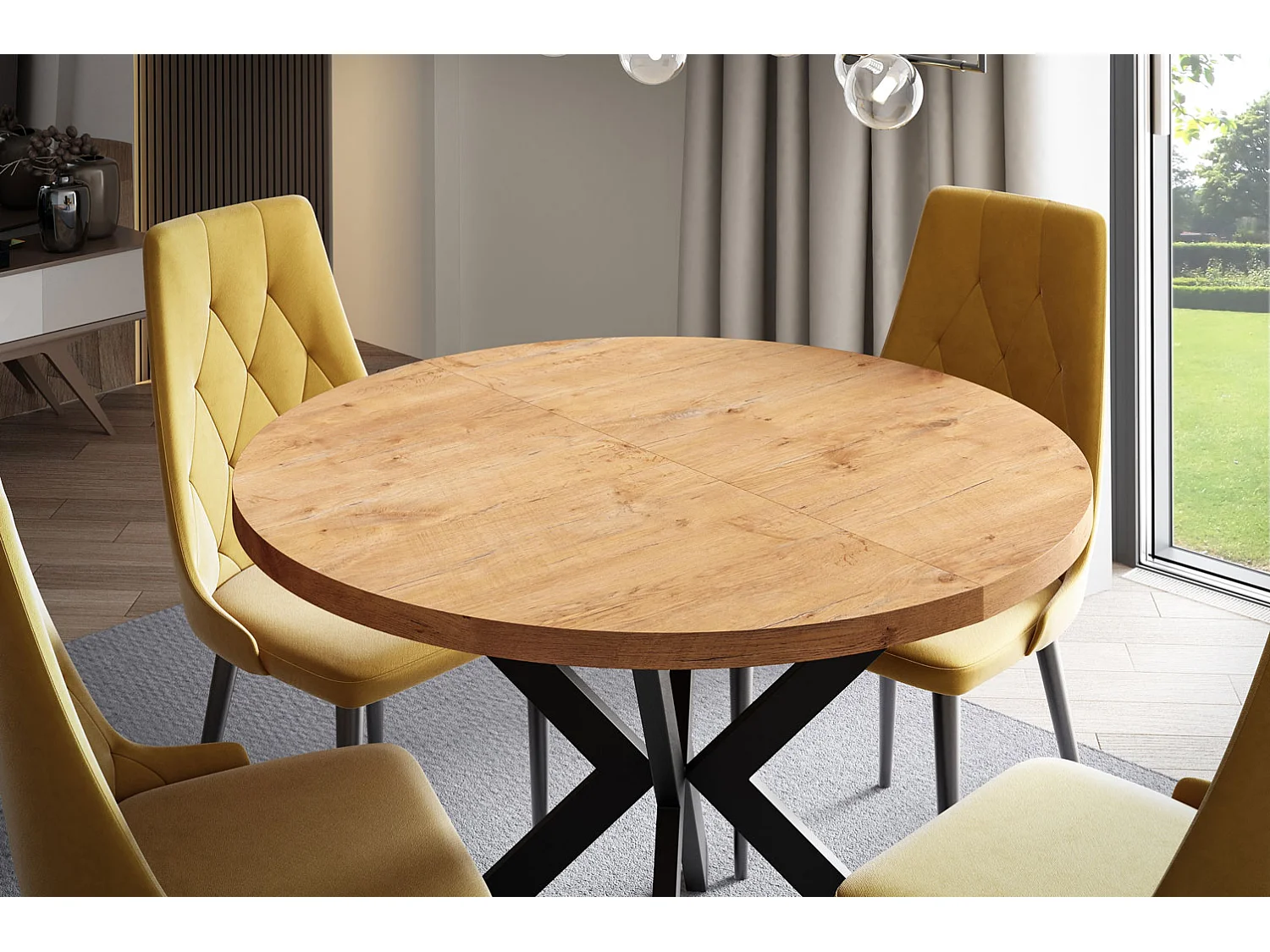 ESSTISCH Edder Eiche Lancelot / Schwarz 100/176 / 100 / 76cm