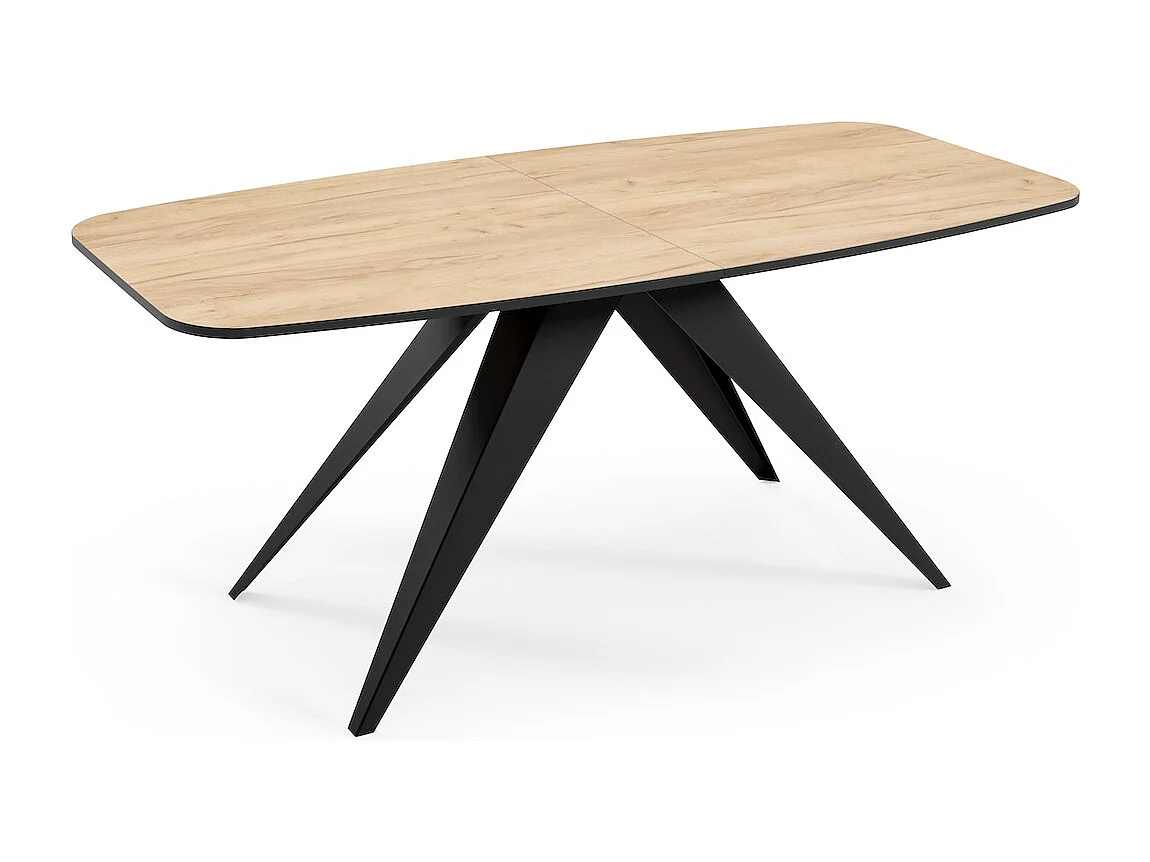 ESSTISCH Ferro Gold Craft Eiche / Schwarz 160/200 / 80 / 76cm