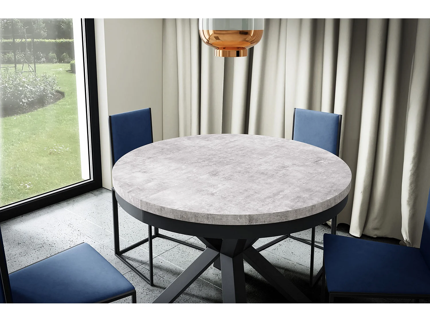 ESSTISCH Narvic 120 Bellato Grau / Weiß 120/196 / 120 / 76cm