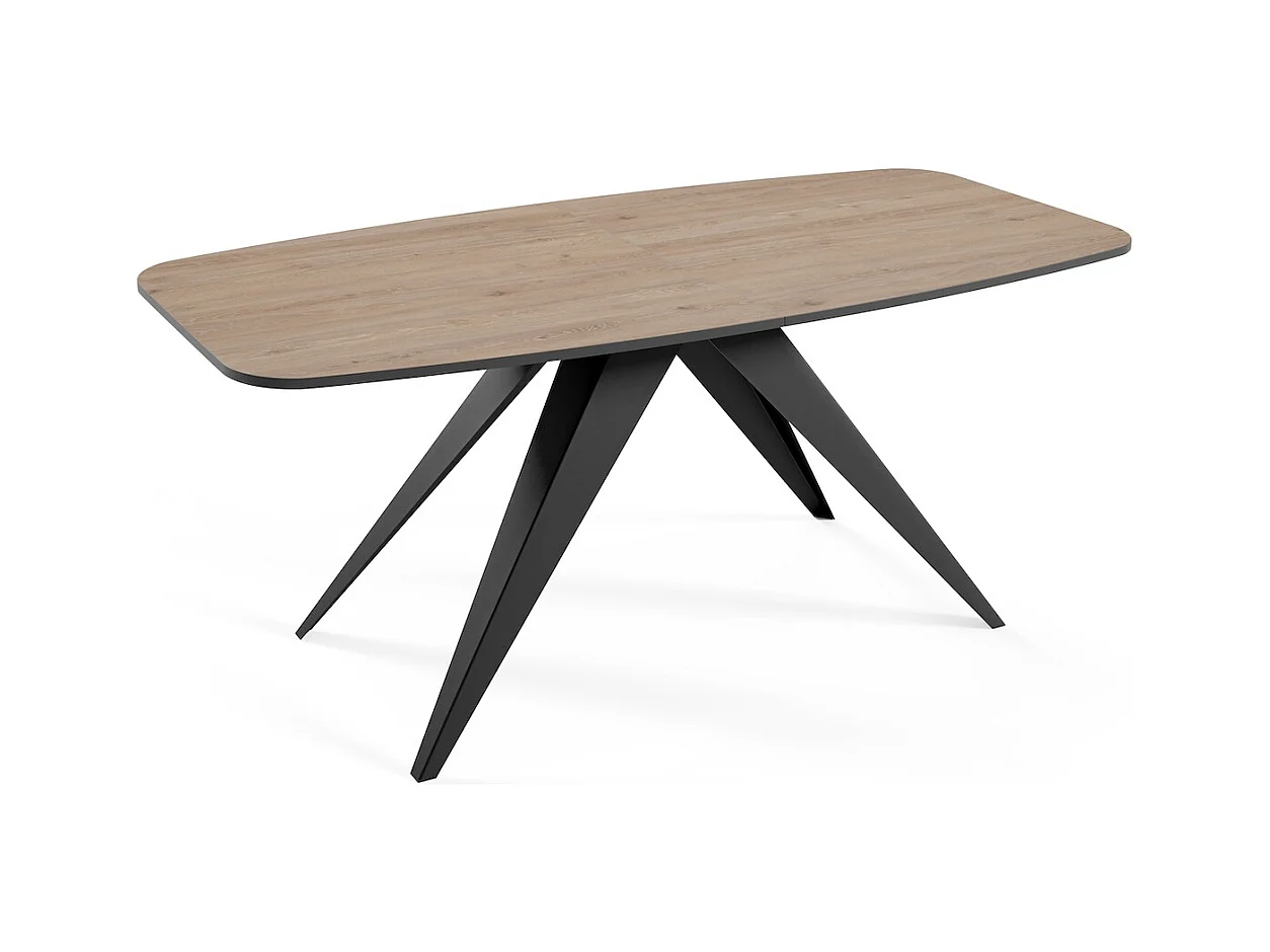 ESSTISCH Ferro Davos Eiche Trüffelbraun / Schwarz 160/200 / 80 / 76cm