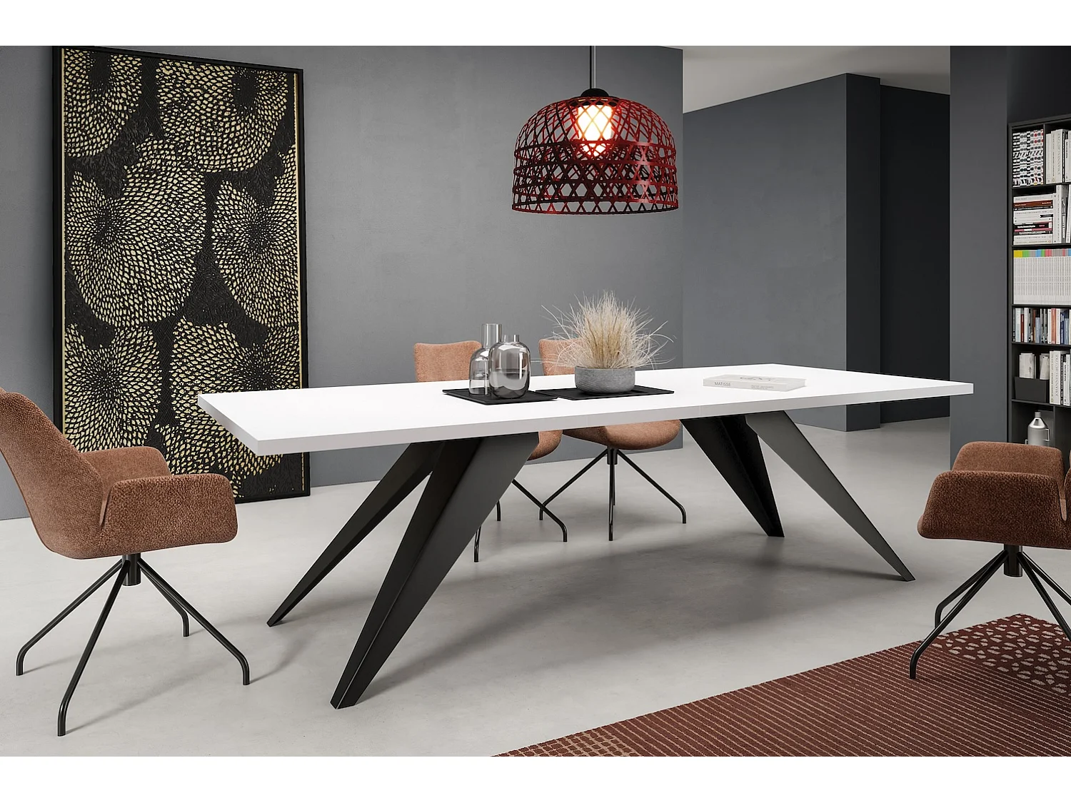 ESSTISCH Vento Icy Weiß / Schwarz 140/240 / 80 / 76cm