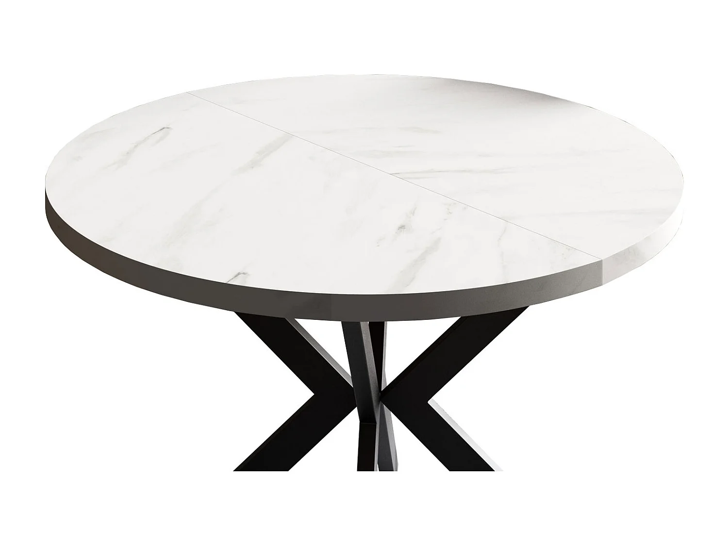 ESSTISCH Edder Bianco Marmor / Schwarz 90/166 / 90 / 76cm