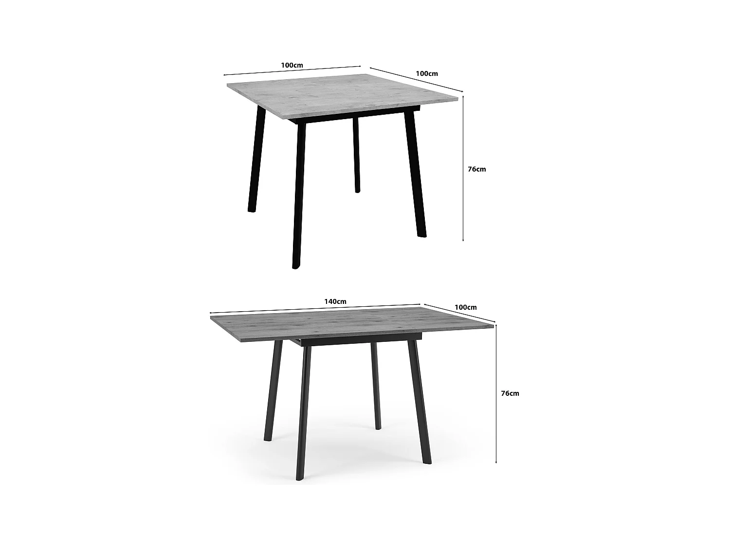 ESSTISCH Ibsen Eiche Lefkas Dunkel / Weiß 100/140 / 100 / 76 cm