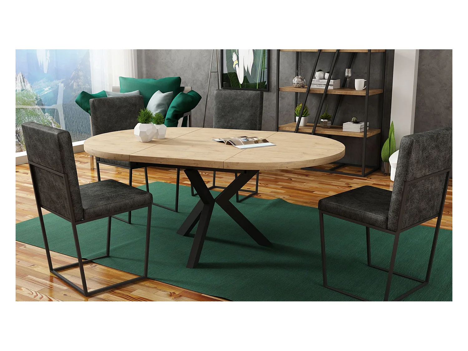 ESSTISCH Agnes Smooth concrete brown / Weiß 100/138 / 100/ 76cm