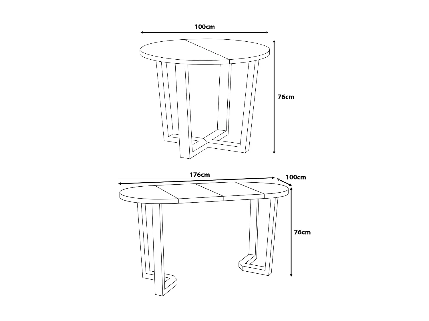 ESSTISCH Ivan Chicago Concrete Dunkelgrau / Graphit 100 - 176 / 100 / 76cm