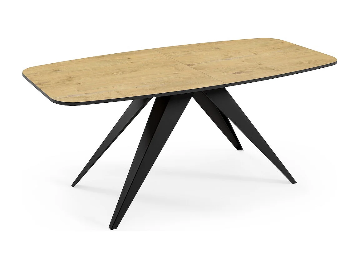 ESSTISCH Ferro Eiche Lancelot / Schwarz 180/220 / 90 / 76cm