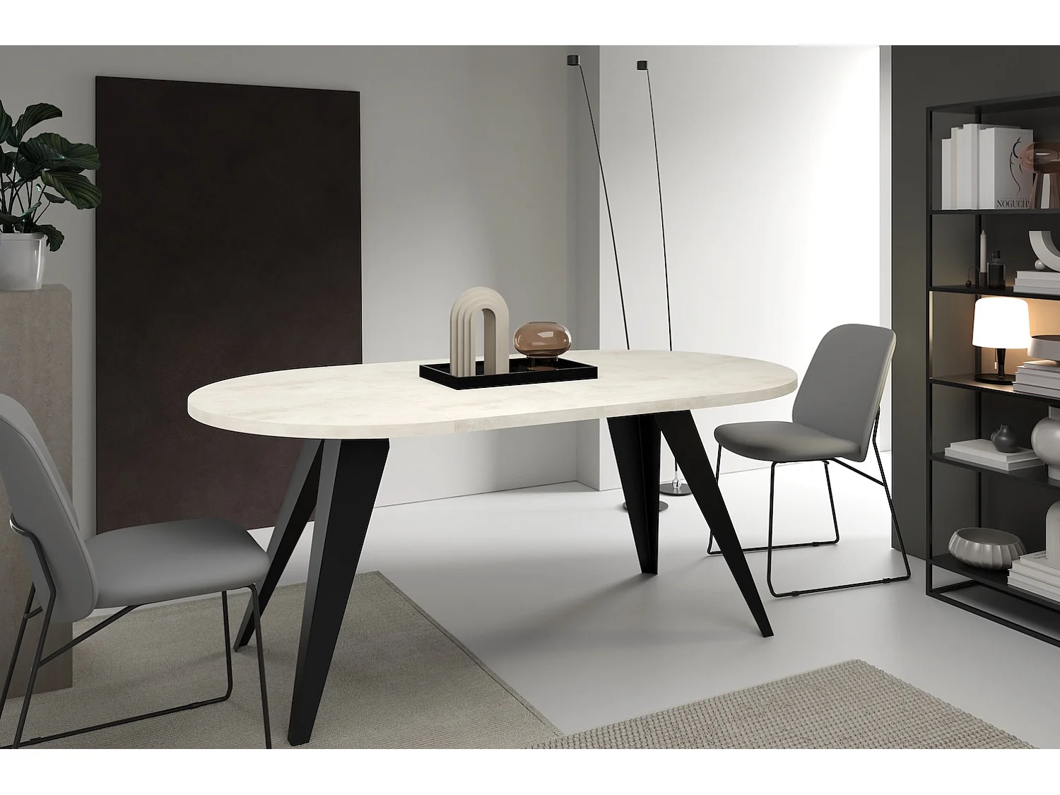 ESSTISCH Alba Chromix Weiß / Schwarz 120/196 / 120 / 76cm