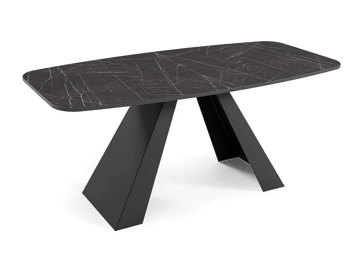 ESSTISCH Myron Pietra Grigia Schwarz / Schwarz 180/220 / 90 / 76cm