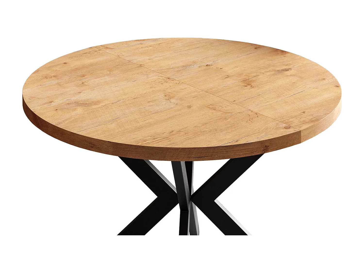 ESSTISCH Edder Eiche Lancelot / Schwarz 120/196 / 120 / 76cm