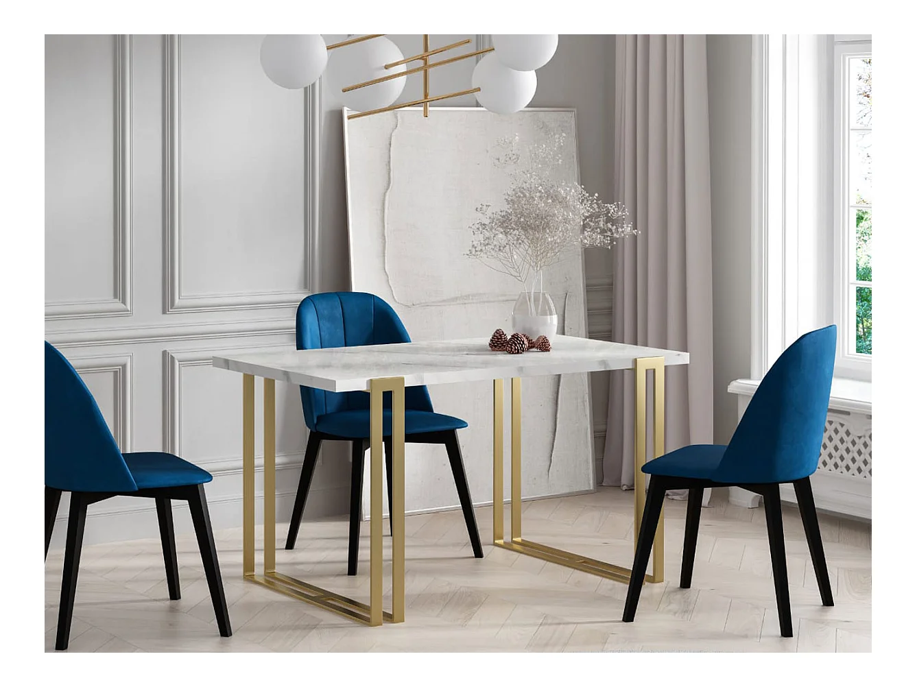 ESSTISCH Horten Eiche Lefkas Dunkel / Gold 120/220 / 80 / 76cm
