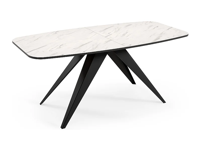 ESSTISCH Ferro Bianco Marmor / Schwarz 160/200 / 80 / 76cm