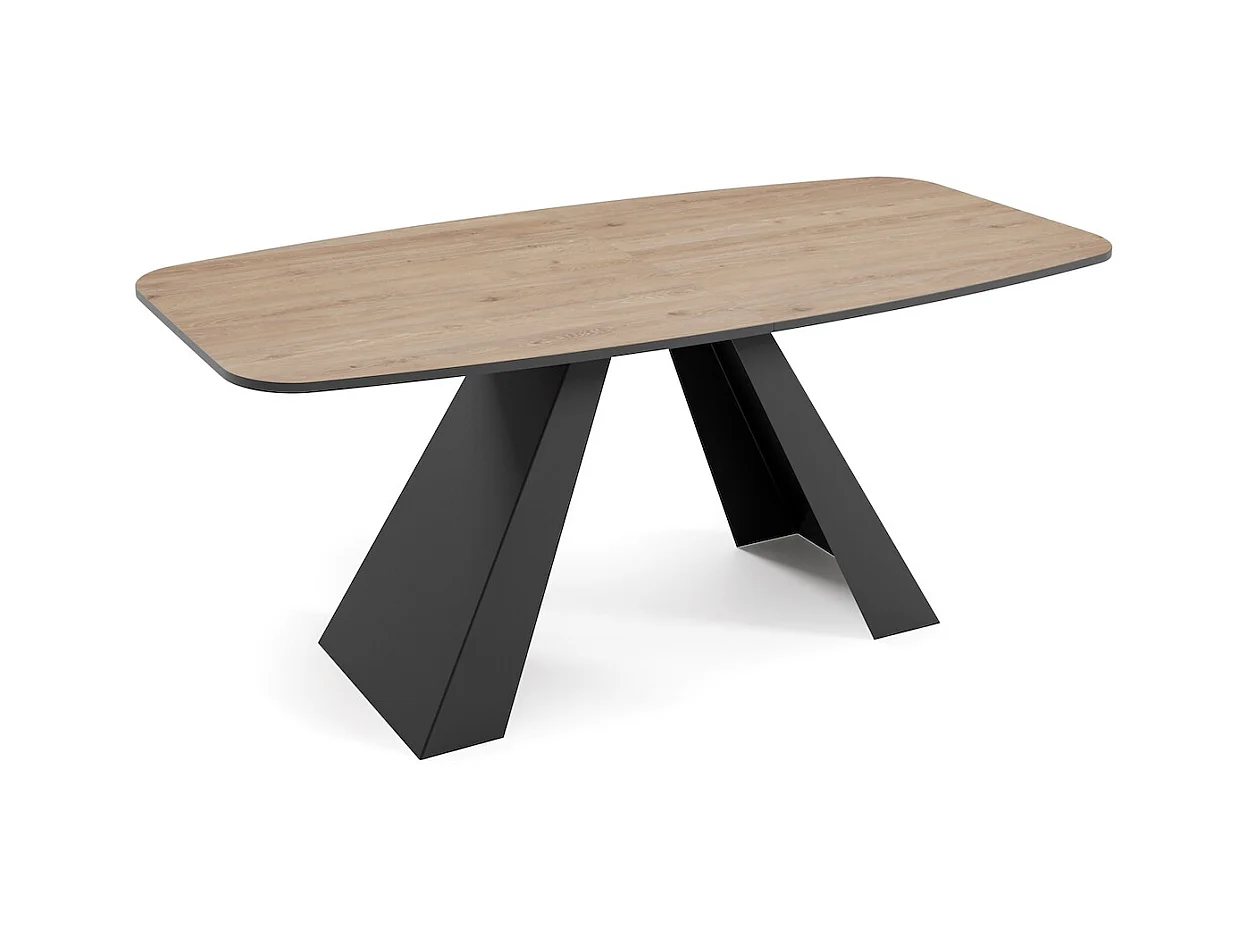 ESSTISCH Myron Davos Eiche Trüffelbraun / Schwarz 160/200 / 80 / 76cm