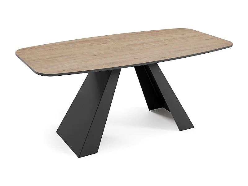 ESSTISCH Myron Davos Eiche Trüffelbraun / Schwarz 160/200 / 80 / 76cm