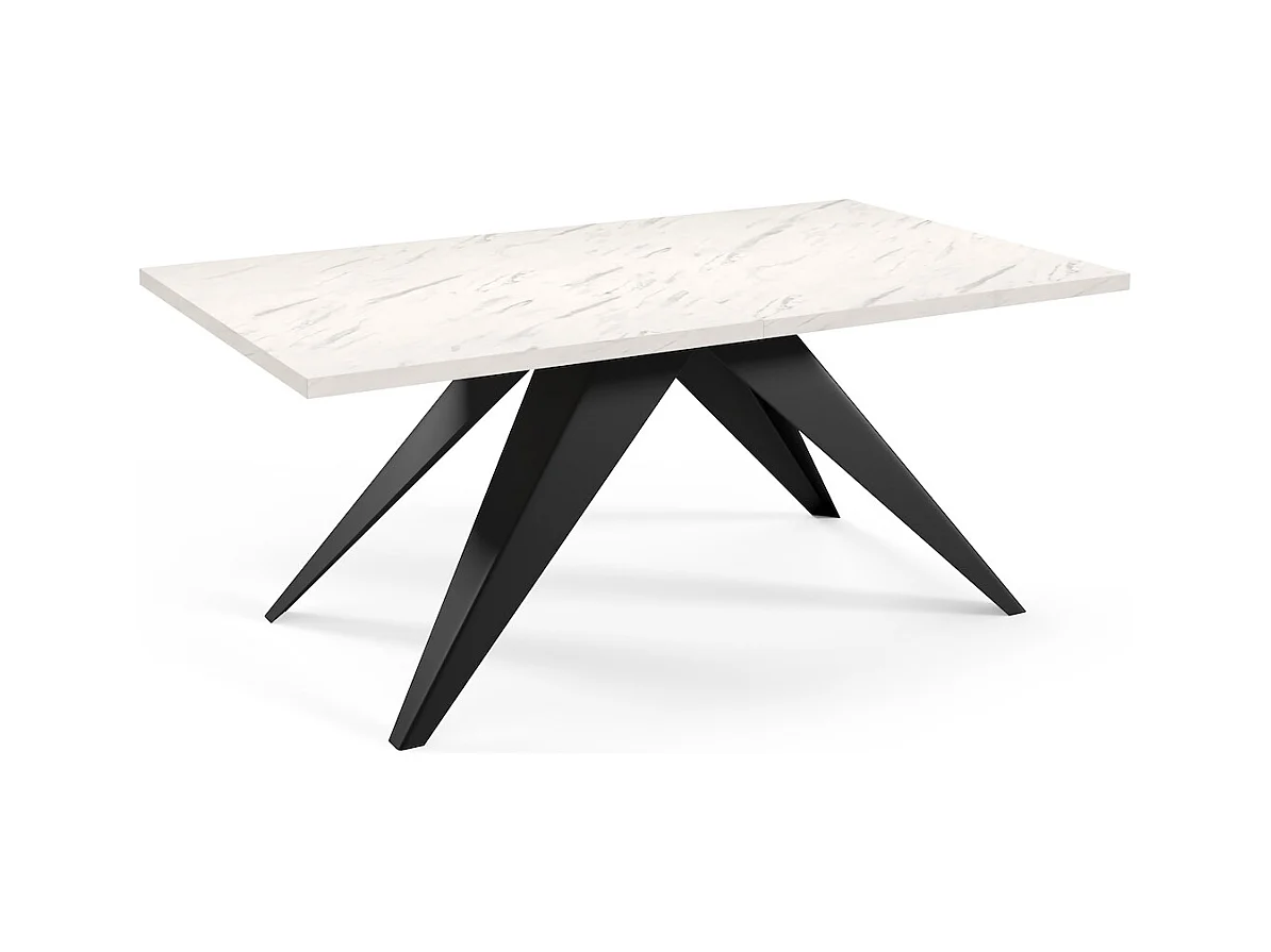 ESSTISCH Vento Bianco Marmor / Schwarz 160/260 / 90 / 76cm