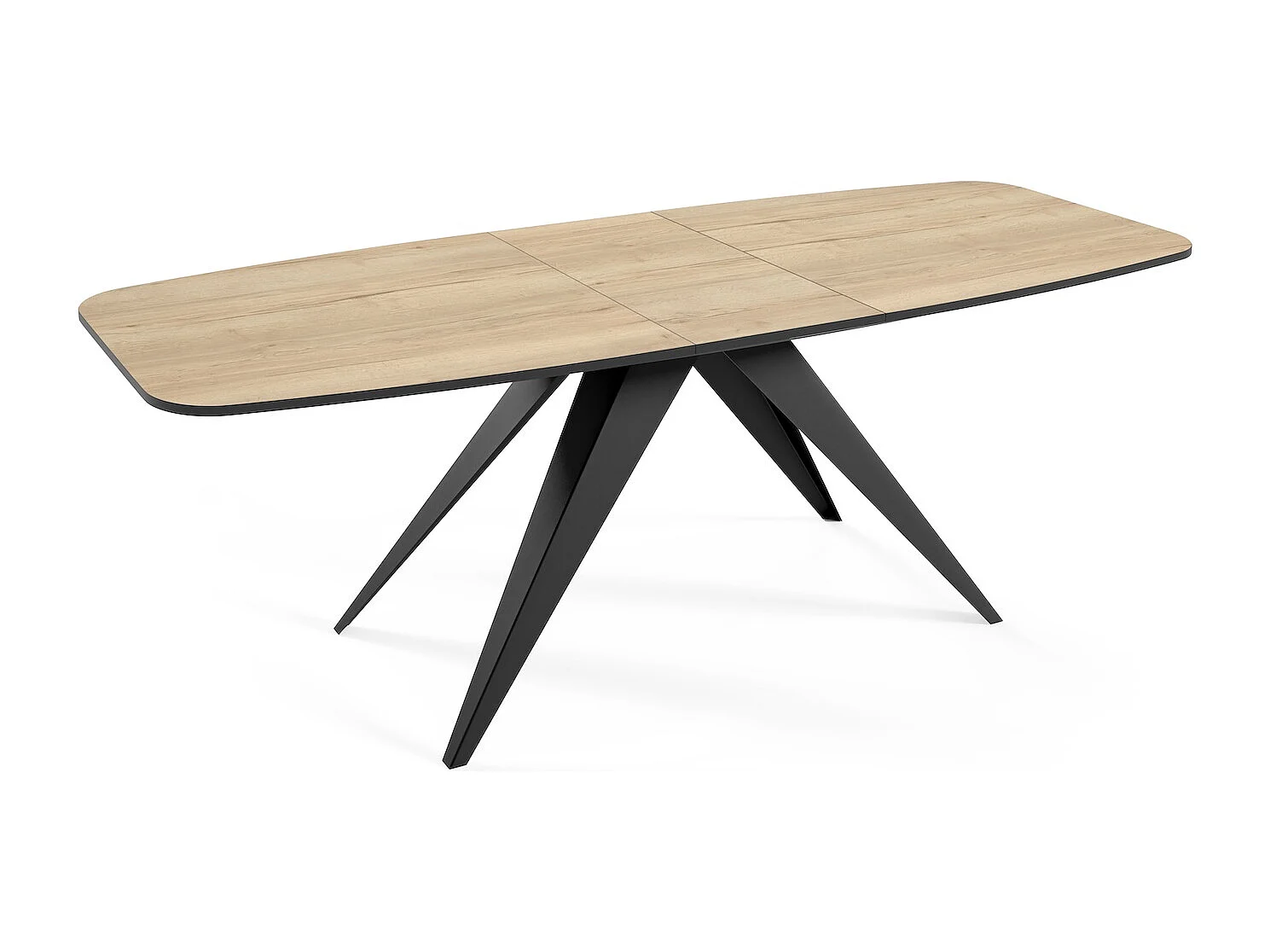 ESSTISCH Ferro Halifax Eiche Natur / Schwarz 180/220 / 90 / 76cm