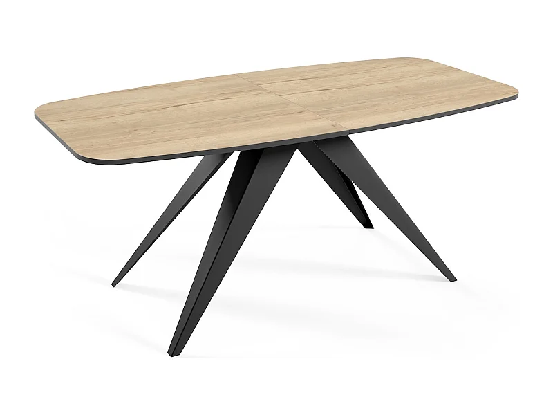 ESSTISCH Ferro Halifax Eiche Natur / Schwarz 180/220 / 90 / 76cm