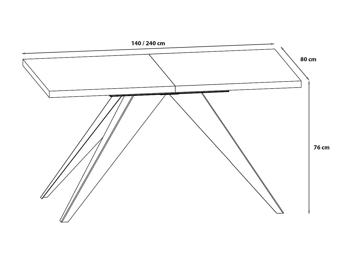 ESSTISCH Vento Chicago Concrete Dunkelgrau / Schwarz 140/240 / 80 / 76cm