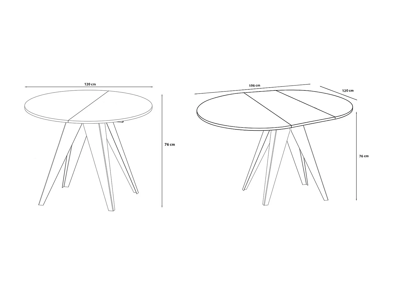 ESSTISCH Alba Bellato Grau / Schwarz 120/196 / 120 / 76cm