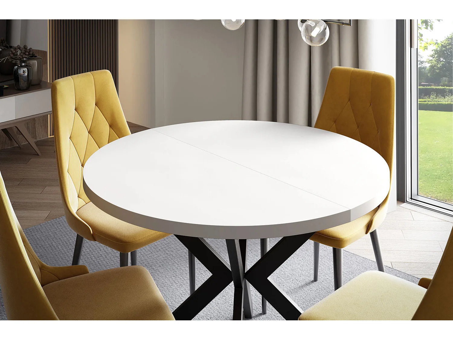 ESSTISCH Edder Icy Weiß / Schwarz 100/176 / 100 / 76cm