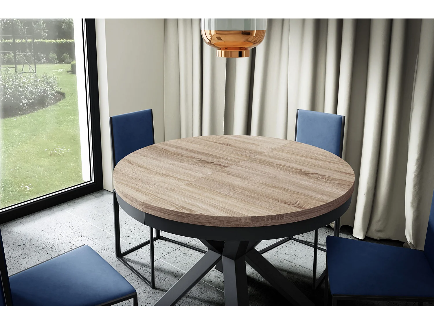 ESSTISCH Narvic 120 Sonoma Eiche / Weiß 120/196 / 120 / 76cm