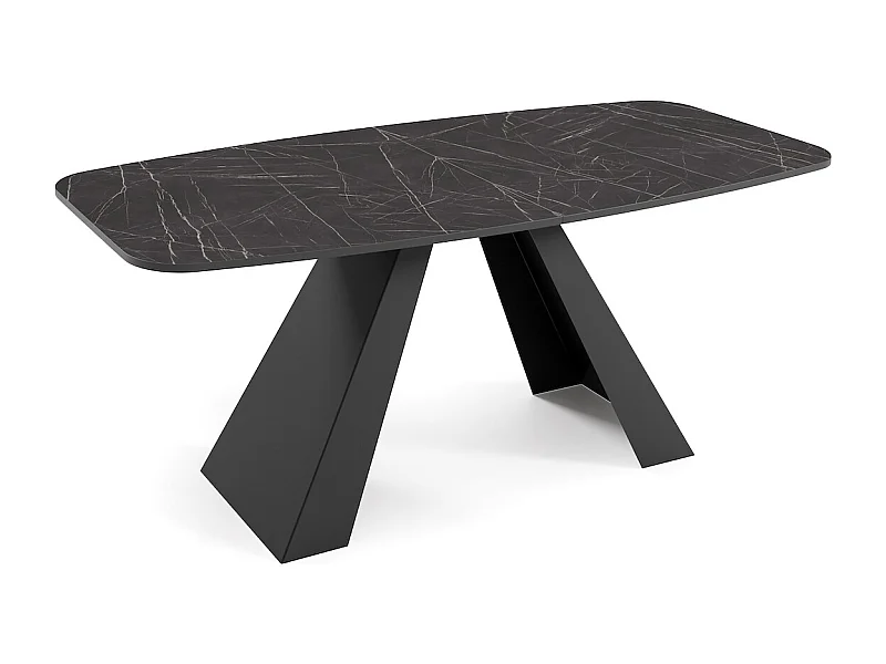 ESSTISCH Myron Pietra Grigia Schwarz / Schwarz 160/200 / 80 / 76cm