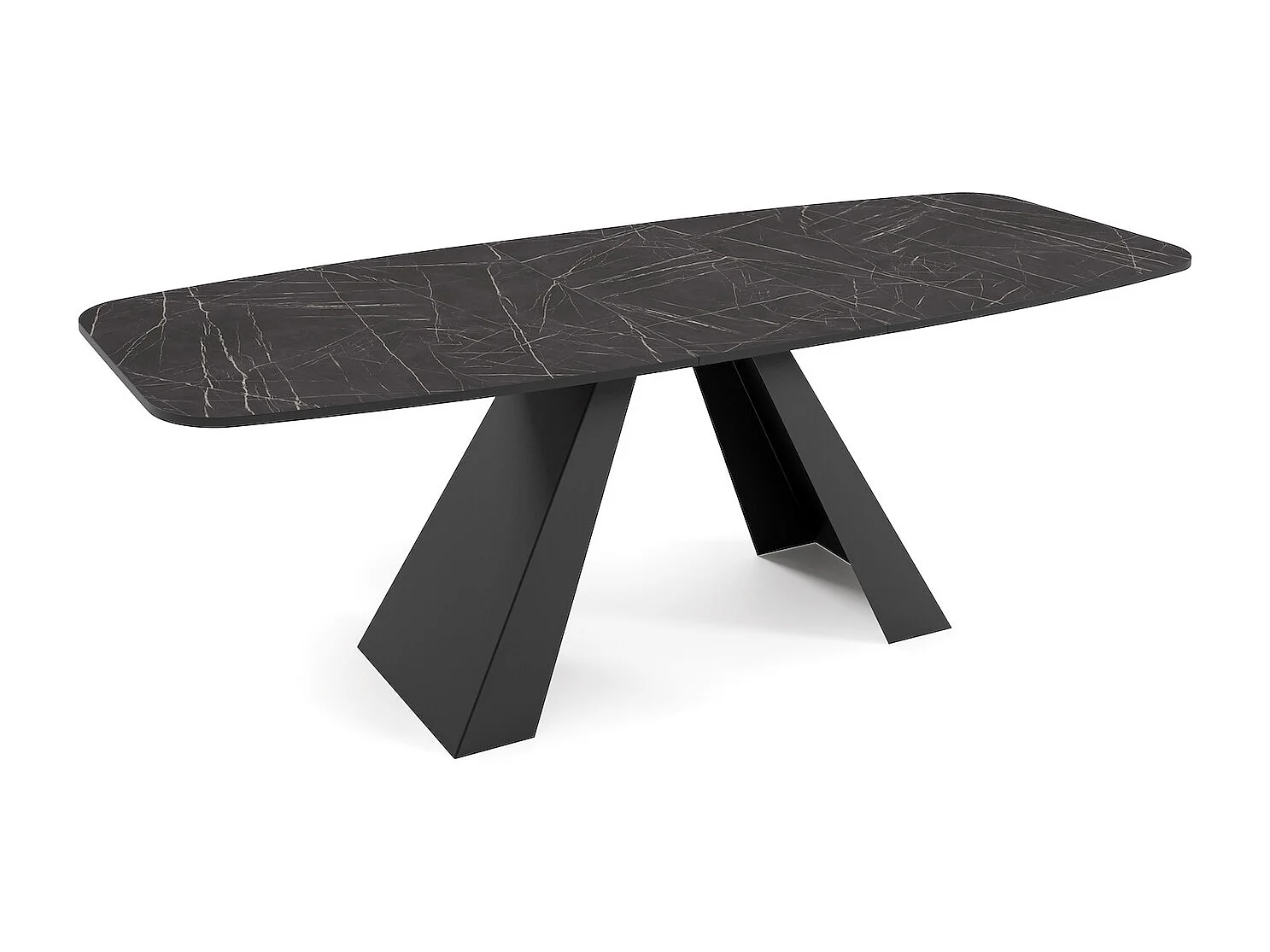 ESSTISCH Myron Pietra Grigia Schwarz / Schwarz 160/200 / 80 / 76cm