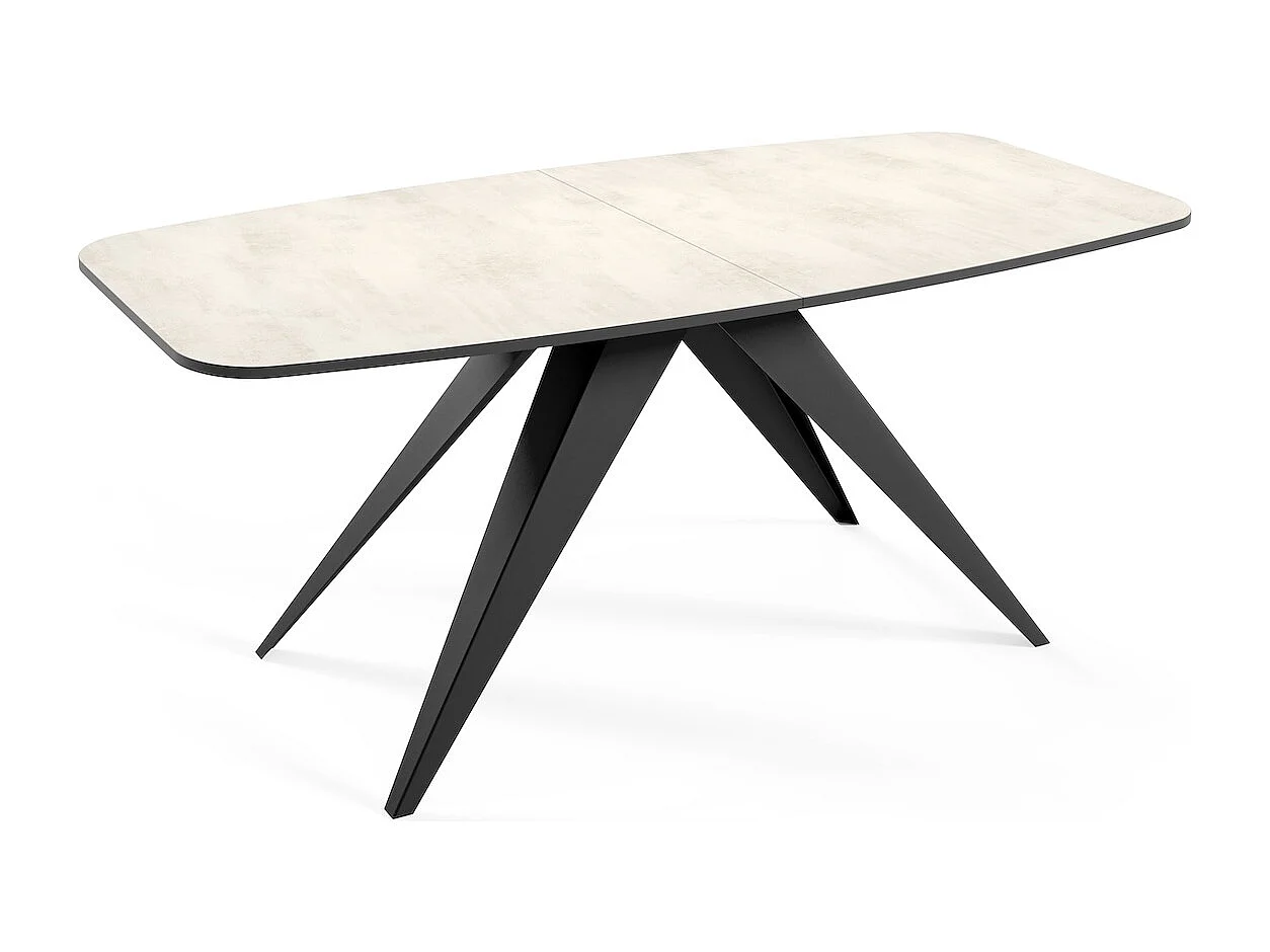 ESSTISCH Ferro Chromix Weiß / Schwarz 180/220 / 90 / 76cm