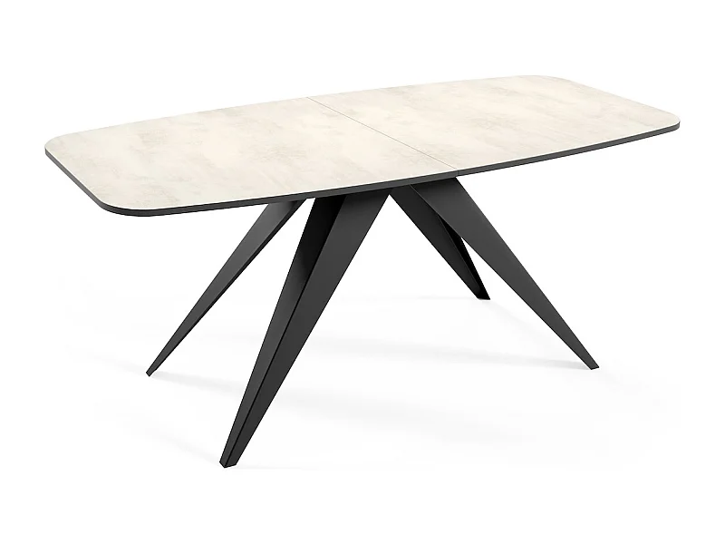 ESSTISCH Ferro Chromix Weiß / Schwarz 180/220 / 90 / 76cm