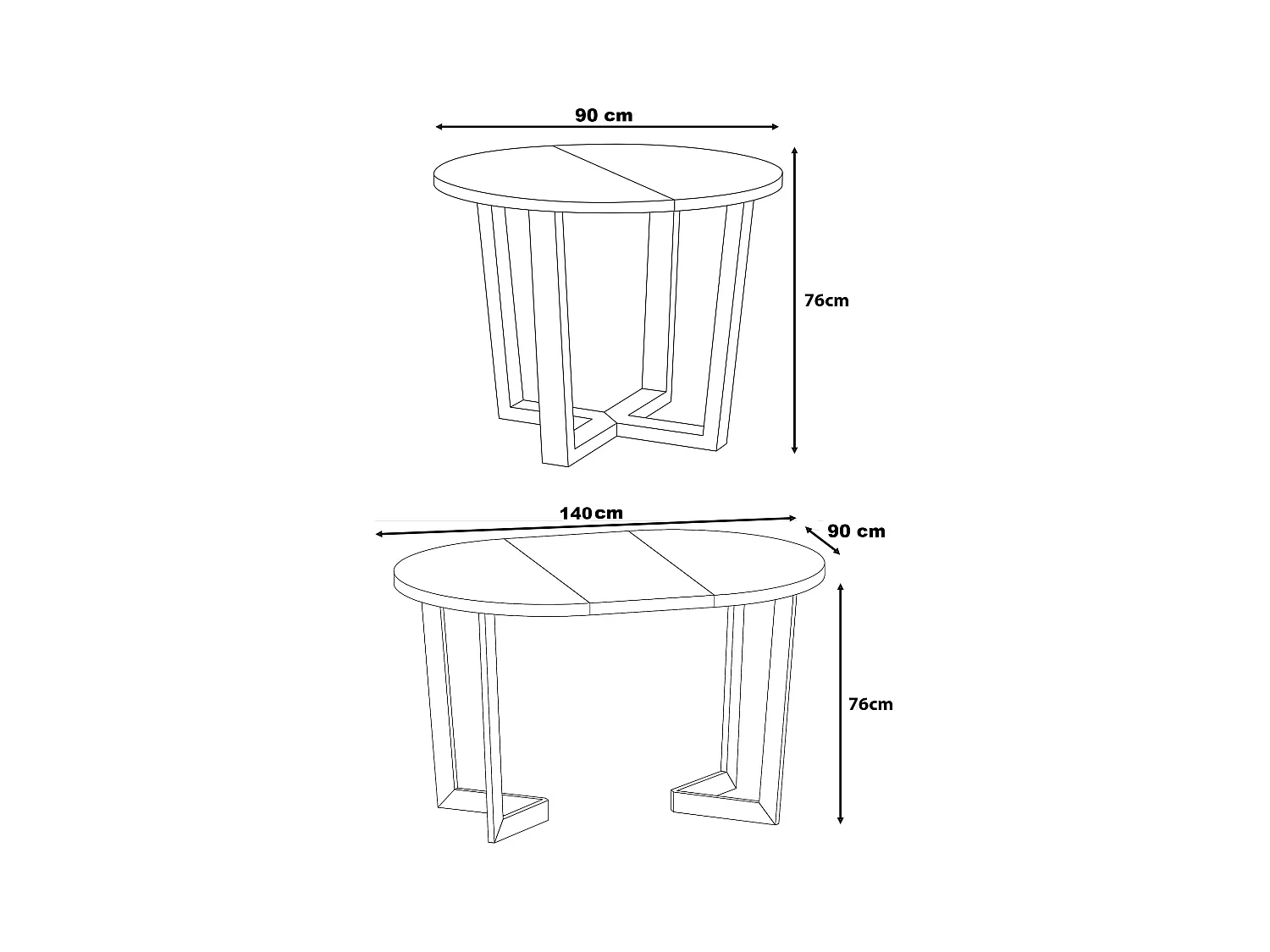 ESSTISCH Ivan Lite Eiche Lefkas Dunkel / Weiß 90/140 / 90 / 76cm