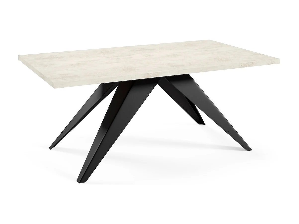 ESSTISCH Vento Chromix Weiß / Schwarz 160/260 / 90 / 76cm