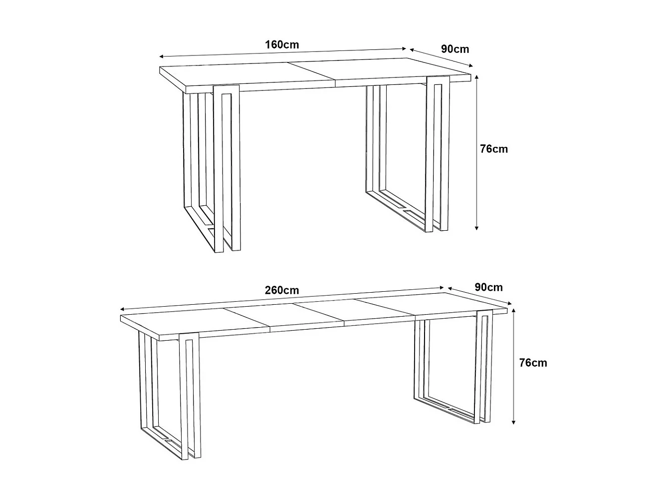 ESSTISCH Horten Pietra Grigia Schwarz / Gold 160/260 / 90 / 76cm