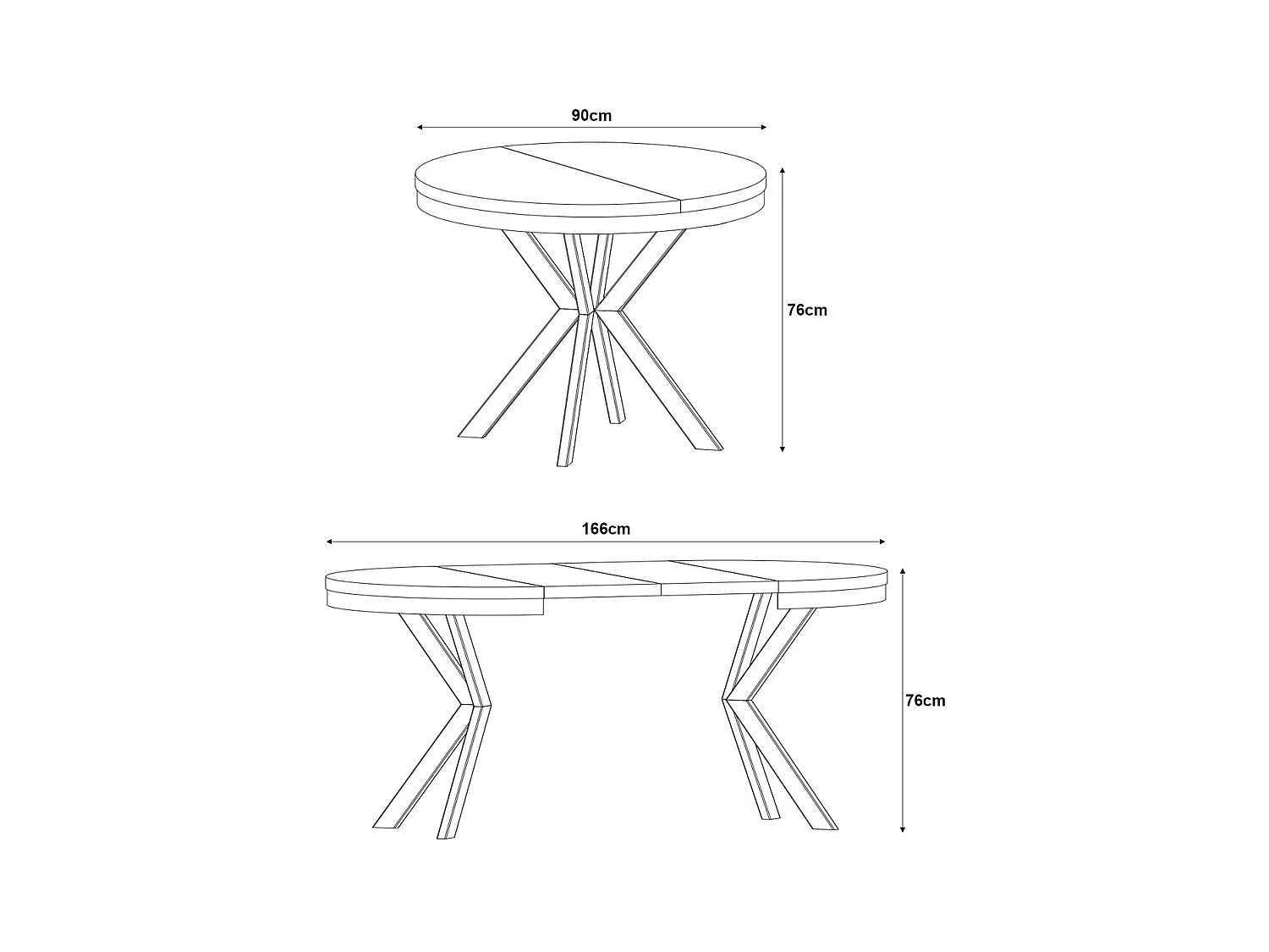 AUSZIEHBARER ESSTISCH Edder Bellato Grau / Weiß 90/166 / 90 / 76cm