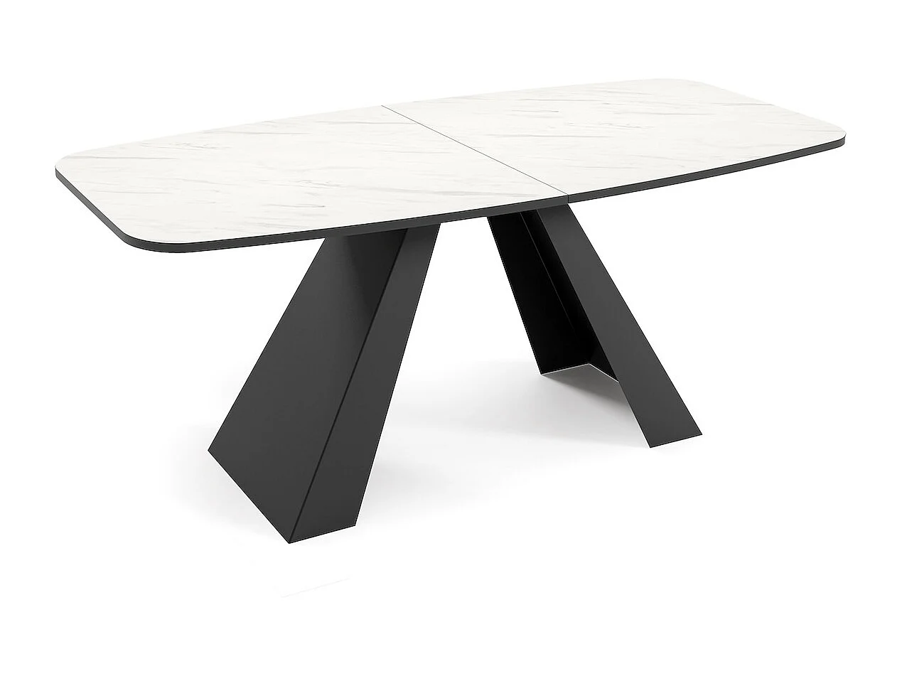 ESSTISCH Myron Bianco Marmor / Schwarz 180/220 / 90 / 76cm