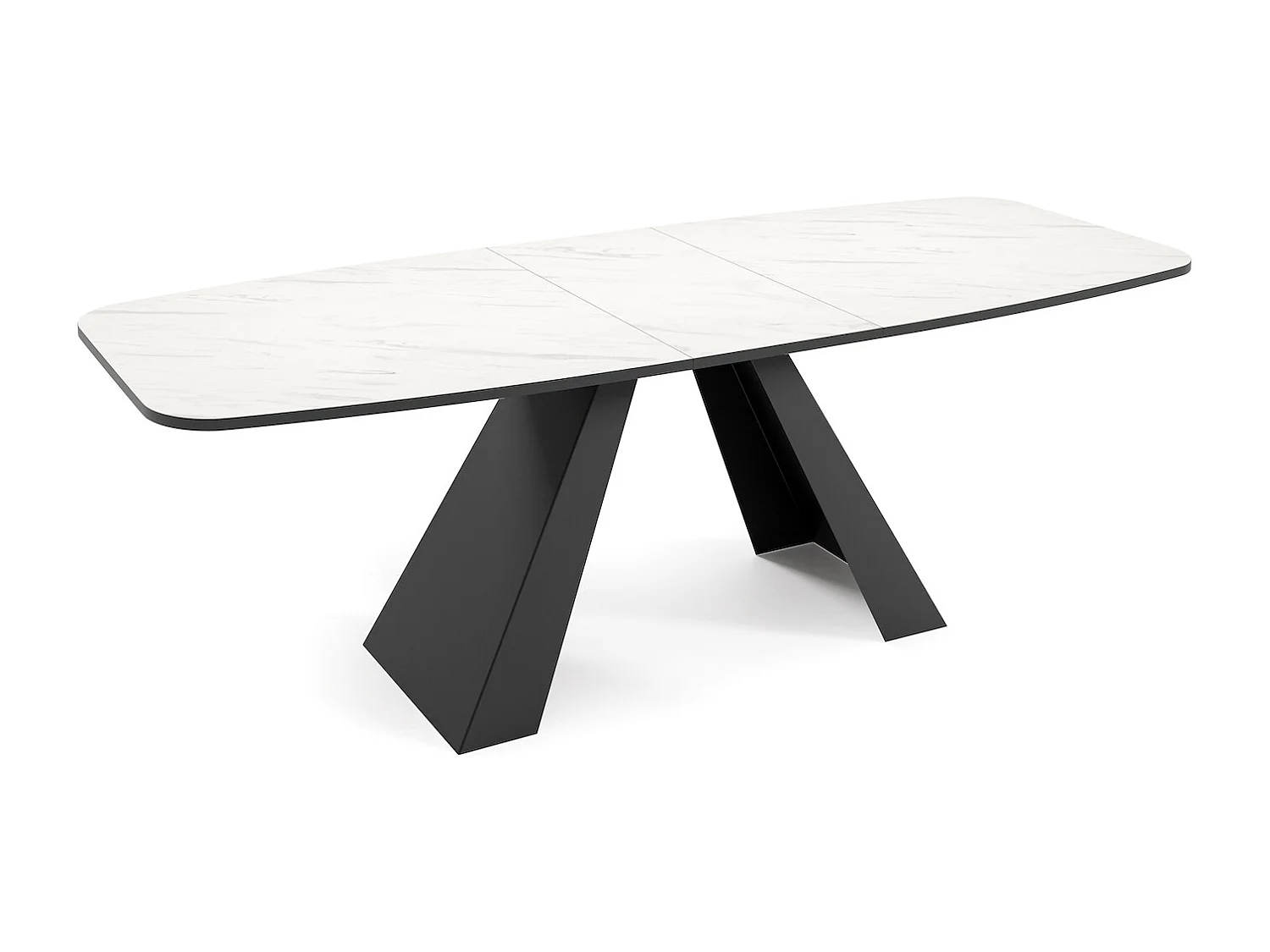 ESSTISCH Myron Bianco Marmor / Schwarz 180/220 / 90 / 76cm