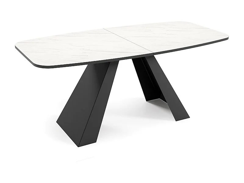 ESSTISCH Myron Bianco Marmor / Schwarz 180/220 / 90 / 76cm