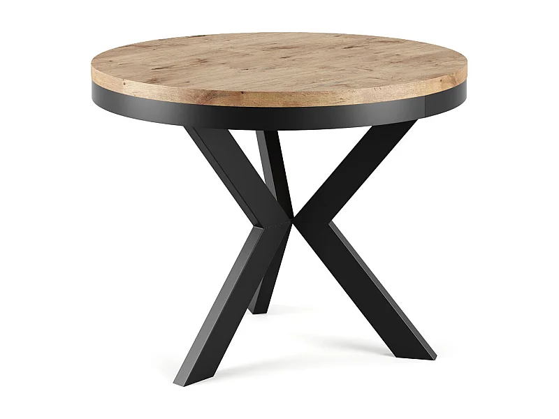 AUSZIEHBARER ESSTISCH Edder Eiche Lancelot / Schwarz 100/138 / 100 / 76cm