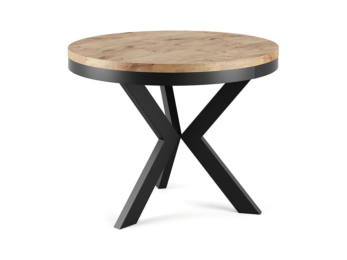 AUSZIEHBARER ESSTISCH Edder Eiche Lancelot / Schwarz 100/138 / 100 / 76cm