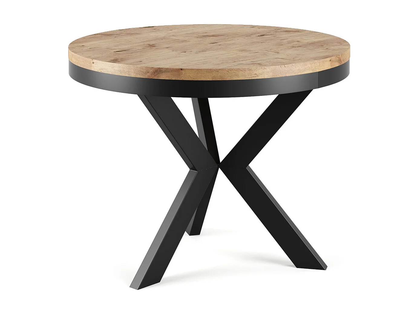 AUSZIEHBARER ESSTISCH Edder Eiche Lancelot / Schwarz 100/138 / 100 / 76cm