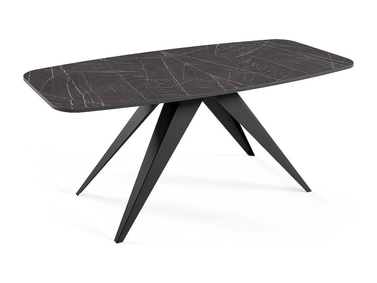 ESSTISCH Ferro Pietra Grigia Schwarz / Schwarz 180/220 / 90 / 76cm