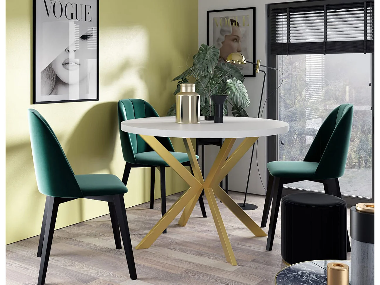 ESSTISCH Edder Icy Weiß / Gold 100/176 / 100 / 76cm