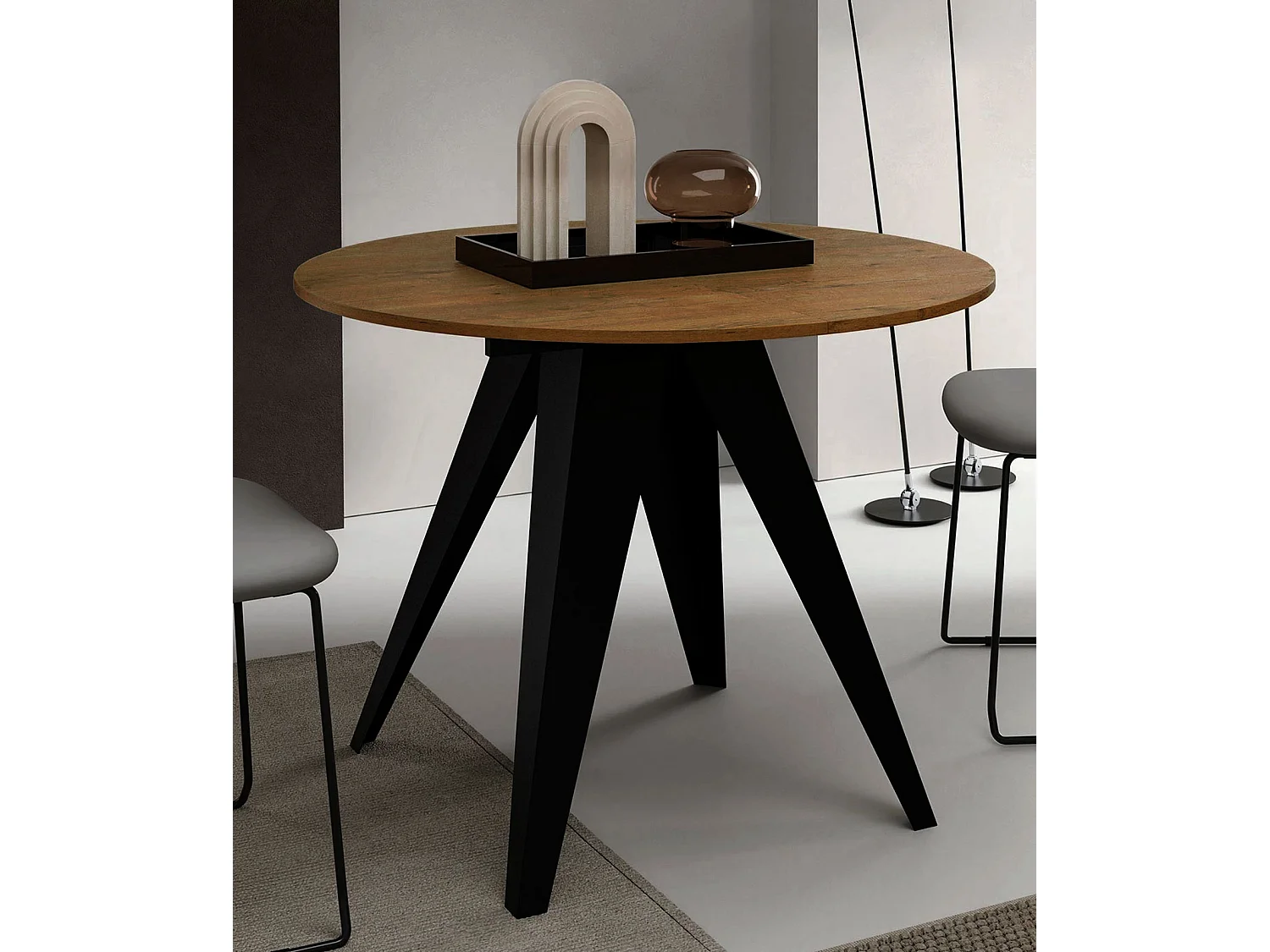 ESSTISCH Alba Schwarz Molet / Schwarz 120/196 / 120 / 76cm
