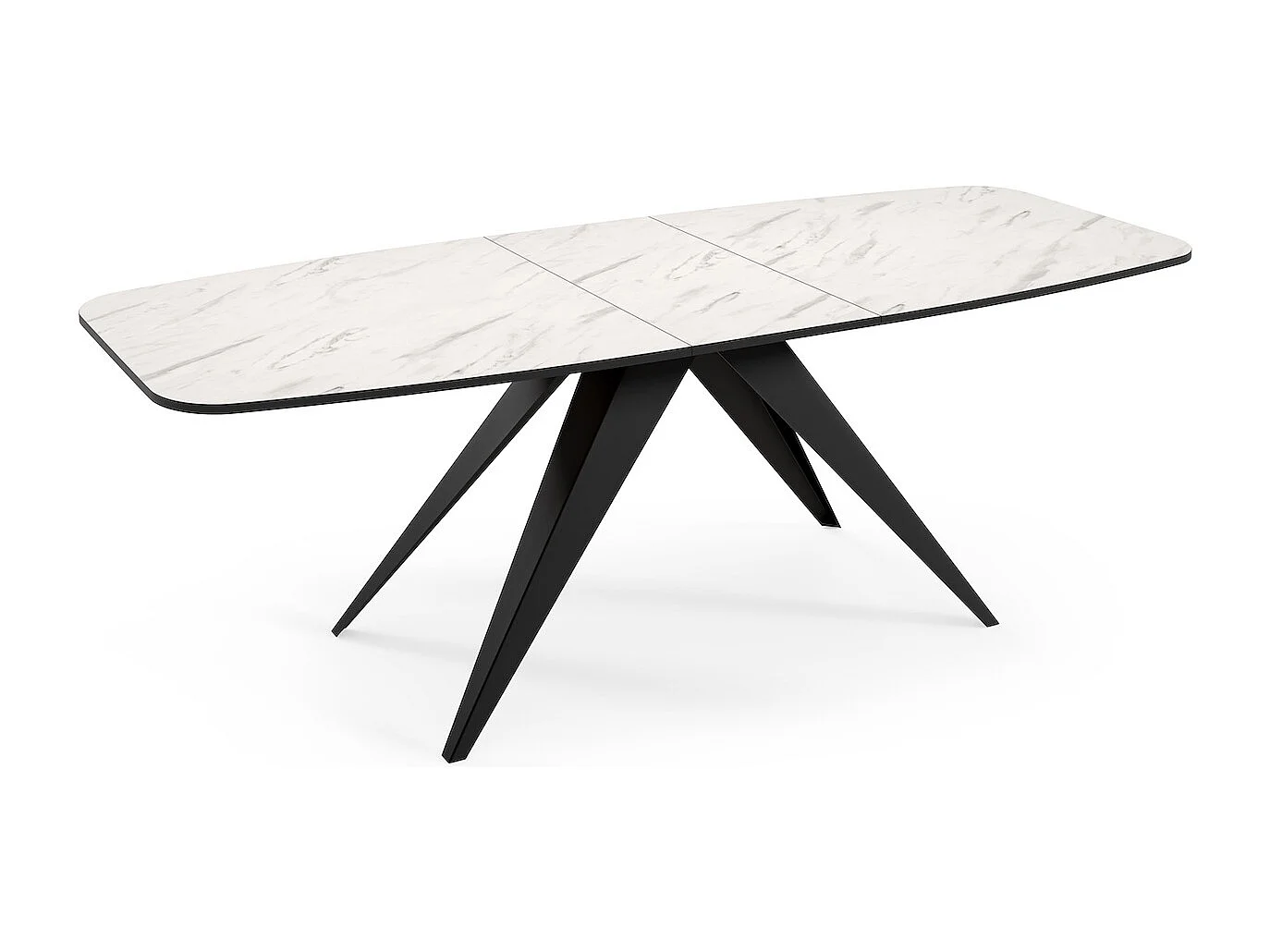 ESSTISCH Ferro Bianco Marmor / Schwarz 180/220 / 90 / 76cm