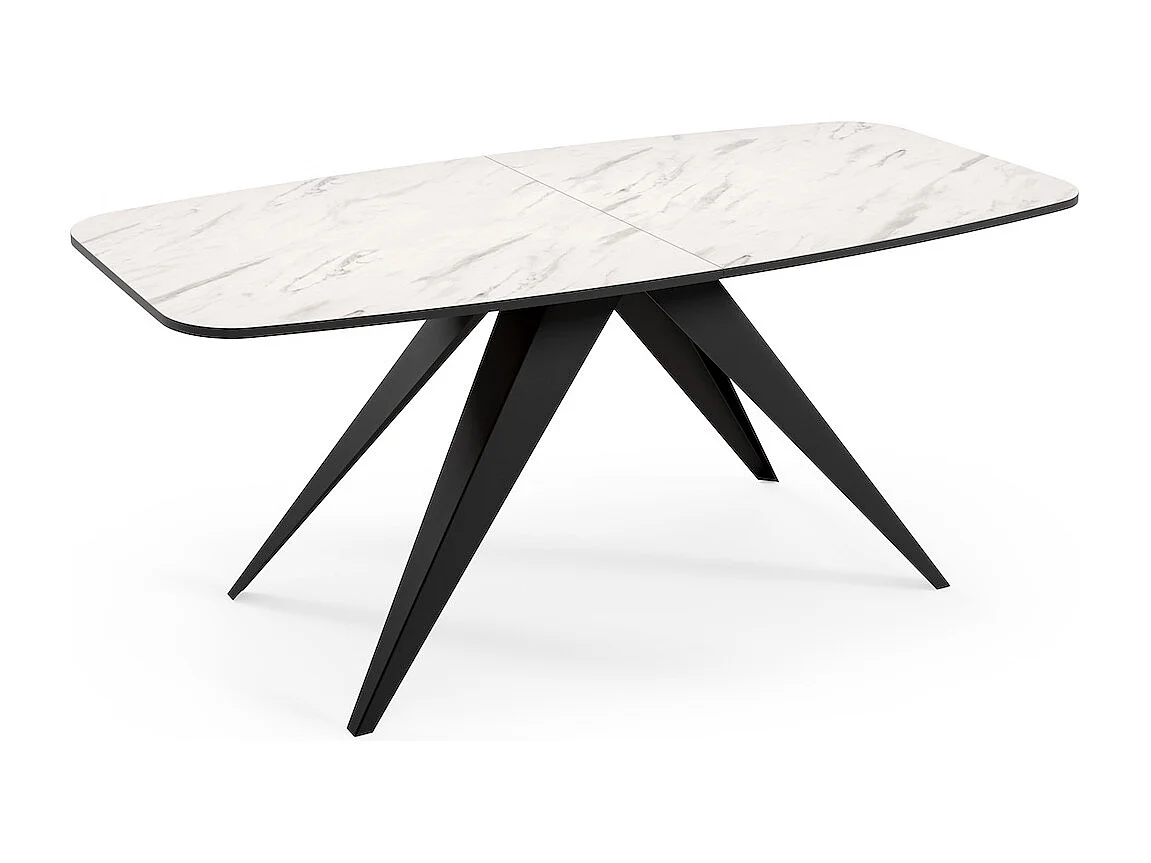 ESSTISCH Ferro Bianco Marmor / Schwarz 180/220 / 90 / 76cm