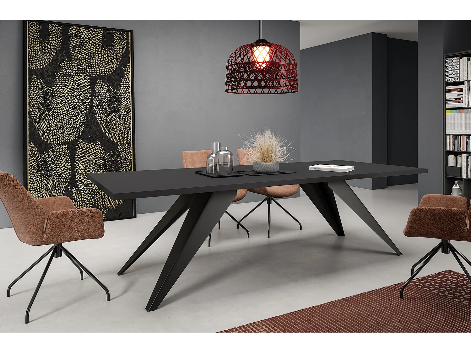 ESSTISCH Vento Schwarz Molet / Schwarz 160/260 / 90 / 76cm