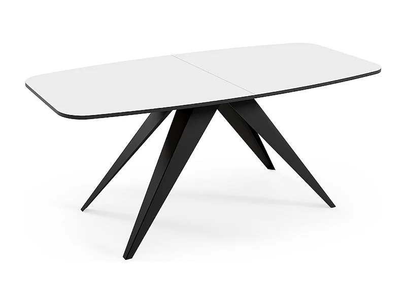 ESSTISCH Ferro Icy Weiß / Schwarz 180/220 / 90 / 76cm