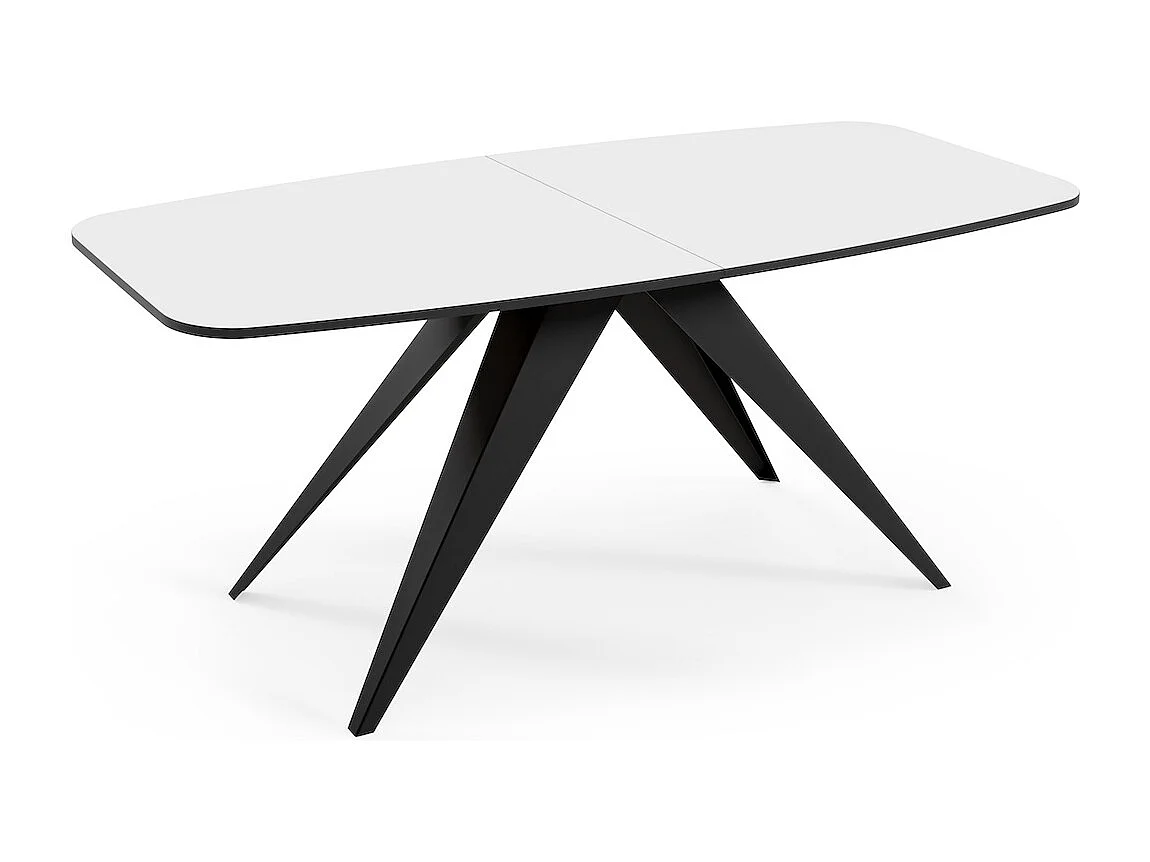 ESSTISCH Ferro Icy Weiß / Schwarz 180/220 / 90 / 76cm