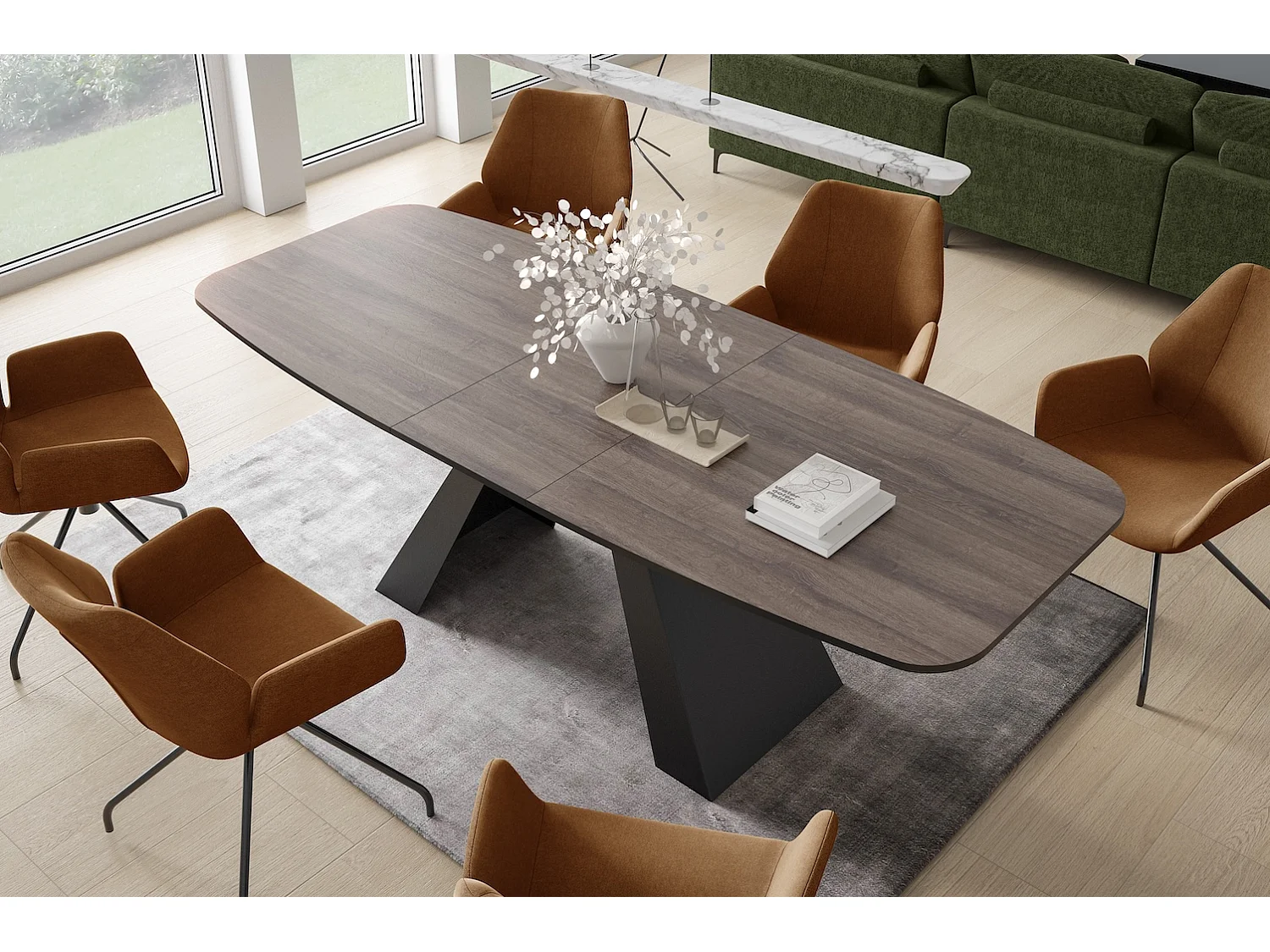 ESSTISCH Myron Sherman Eiche Anthrazit / Schwarz 160/200 / 80 / 76cm