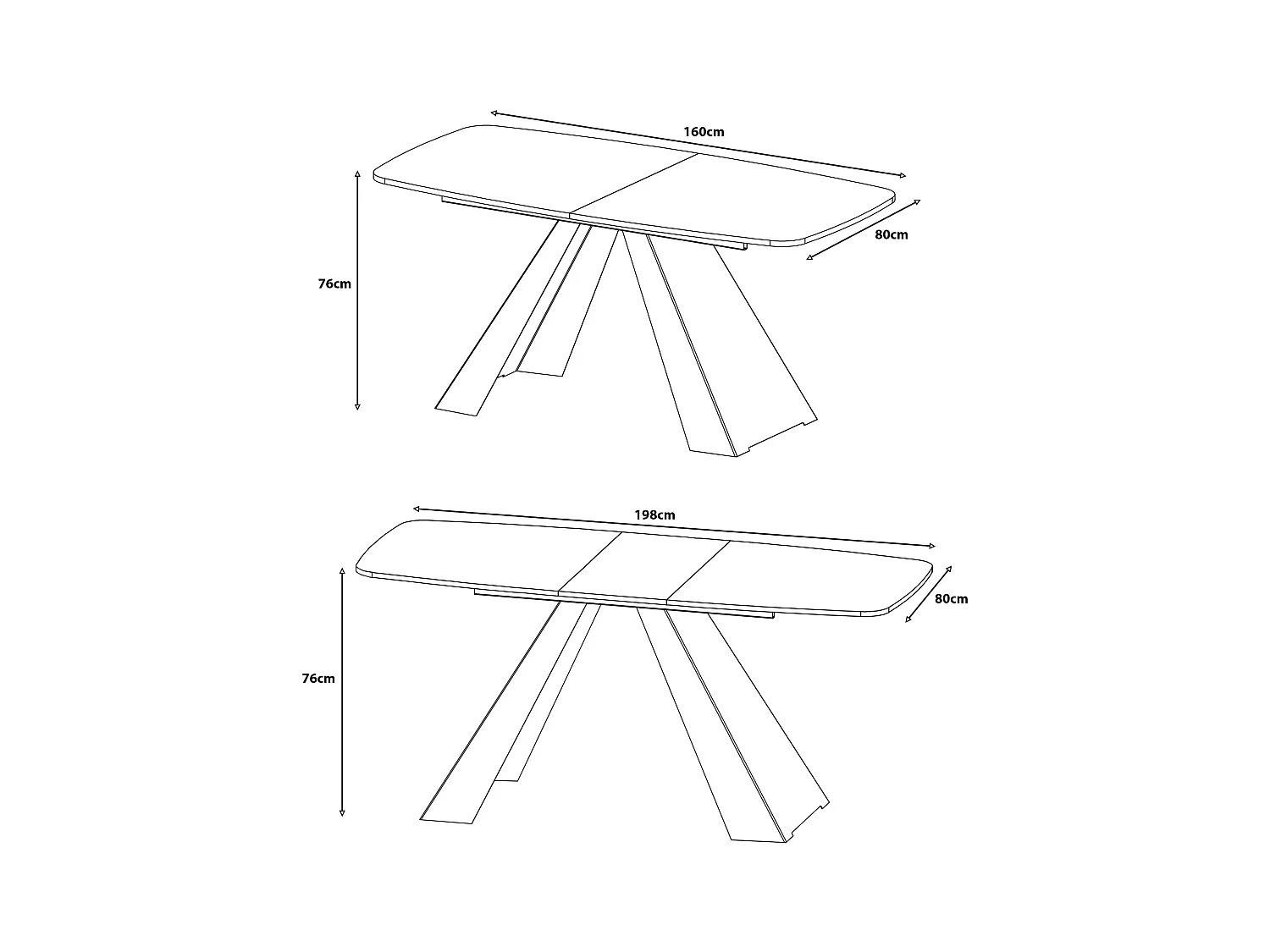 ESSTISCH Myron Eiche Lefkas Dunkel / Schwarz 160/200 / 80 / 76cm