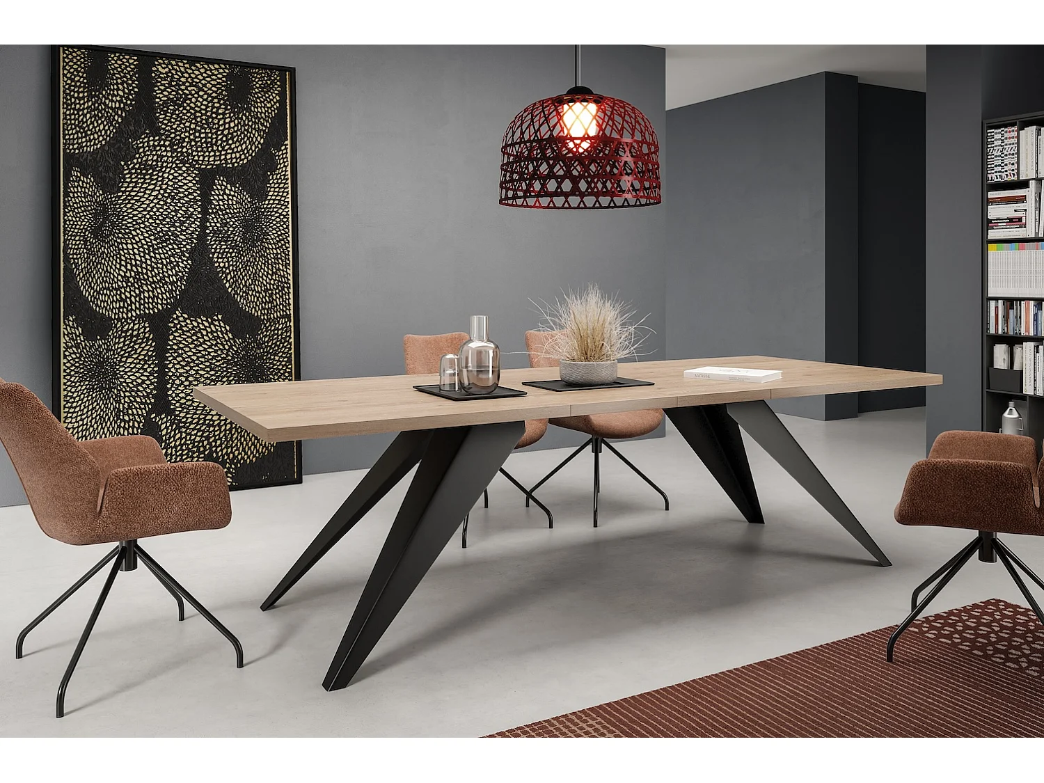 ESSTISCH Vento Davos Eiche trüffelbraun / Schwarz 140/240 / 80 / 76cm
